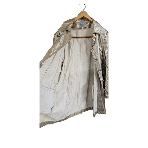 Vintage 80s Gold Metallic Linen Blend Jacket Sz 16 by NutMeg’s Womenswear - Picture 6 of 8